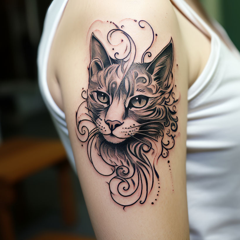 Tatuaje delicado de gato