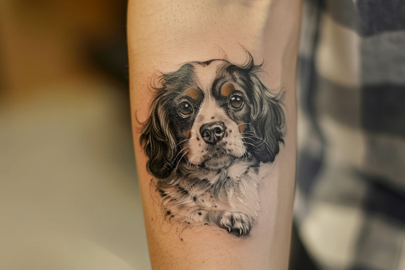 Tatuaje realista de perro
